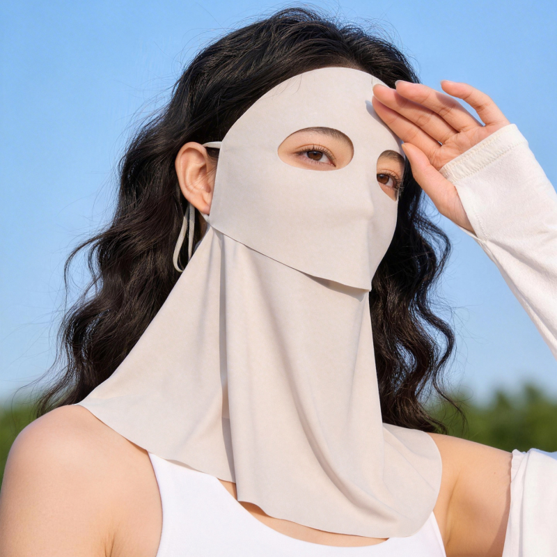 Varrat nélküli arcmaszk UV-védelemmel, Panda szem dizájn, lélegző ice silk, teljes arcot fedő Facekini