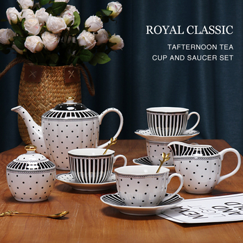 Set ceramică de cafea cu ceașcă și farfurie, în stil european, pentru ceaiul de după-amiază în stil francez – cadou pentru casa nouă