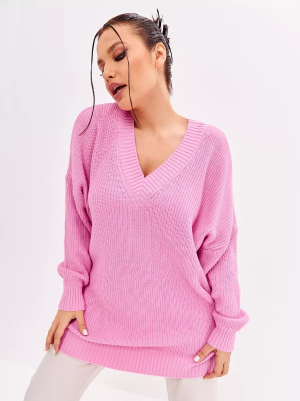 Džemper oversize s V-izrezom
