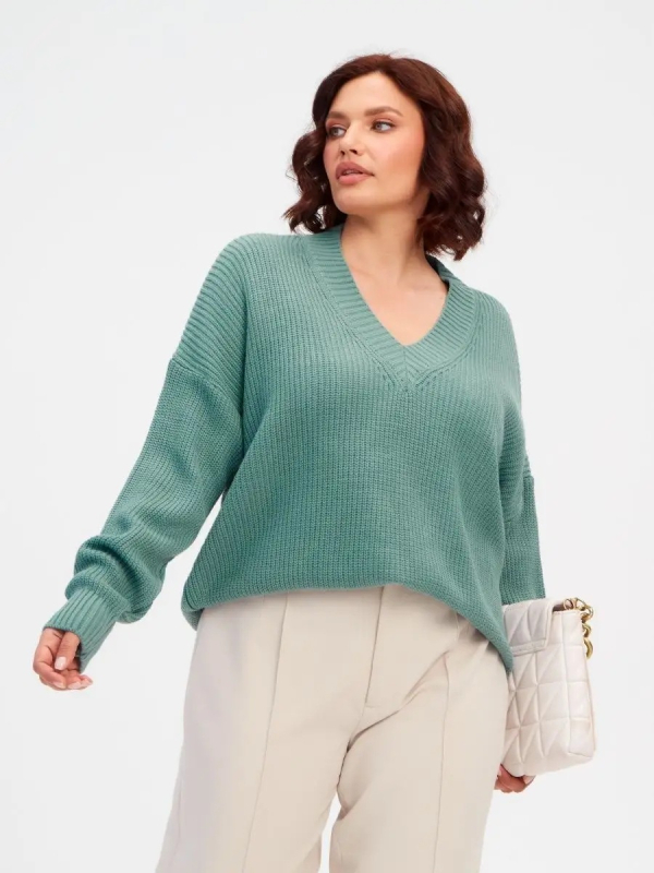 Džemper oversize s V-izrezom