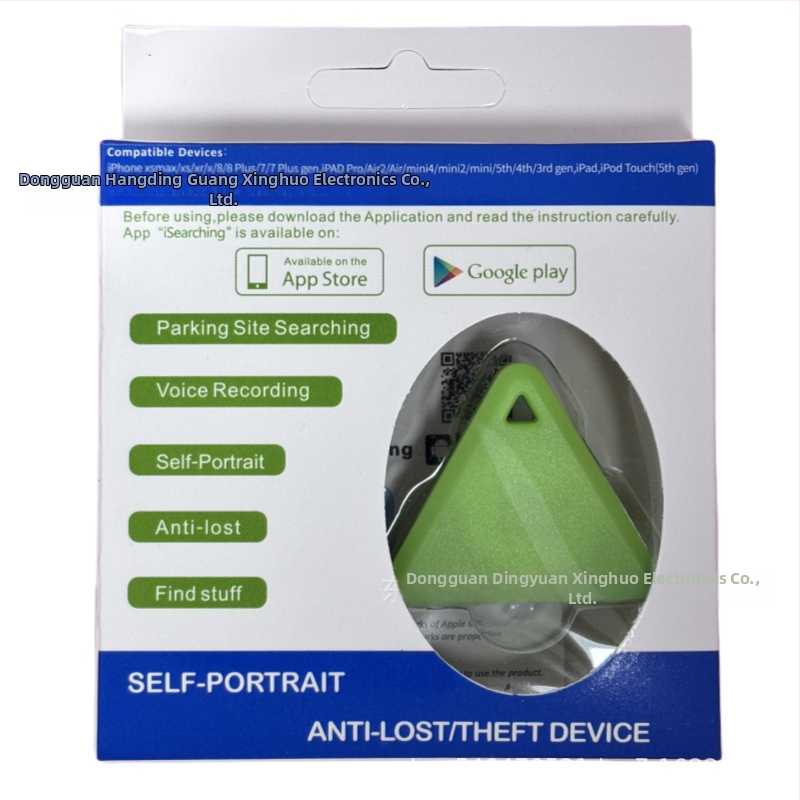 Trojuholníkový viacfunkčný Bluetooth sledovač pre veci — lokalizátor, alarm pri strate a obojstranné vyhľadávanie