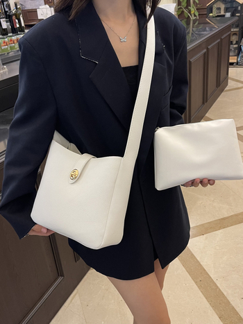 Ženska PU crossbody torba, jesen-zimska moda, jednostavan i svestran dizajn, velika zapremina, torba za mamu s luksuznom teksturom