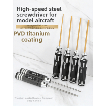 Set šesťhranných skrutkovačov pre modely lietadiel, veľkosti 1.27/1.3/1.5/2.5 mm, 6-hran, dĺžka 0.9