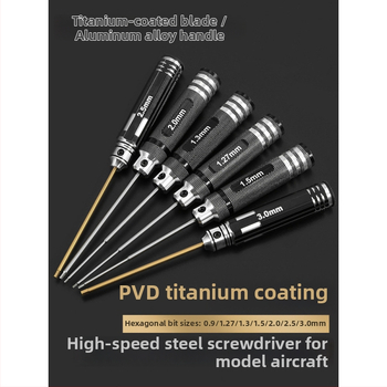 Set šesťhranných skrutkovačov pre modely lietadiel, veľkosti 1.27/1.3/1.5/2.5 mm, 6-hran, dĺžka 0.9