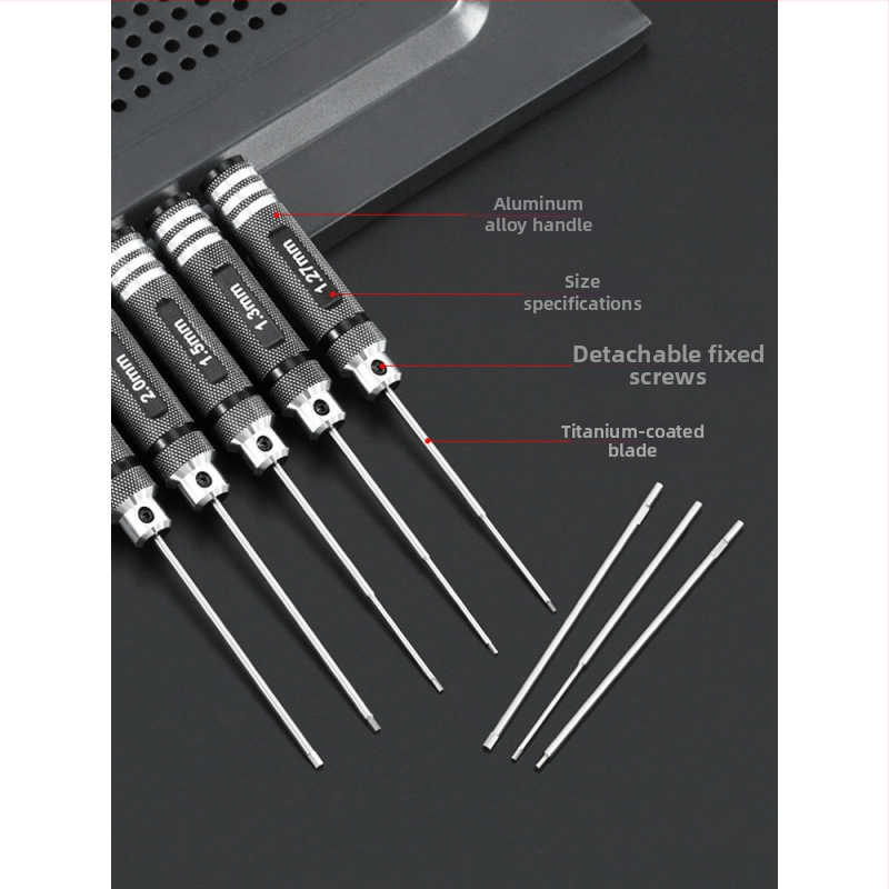 Set šesťhranných skrutkovačov pre modely lietadiel, veľkosti 1.27/1.3/1.5/2.5 mm, 6-hran, dĺžka 0.9