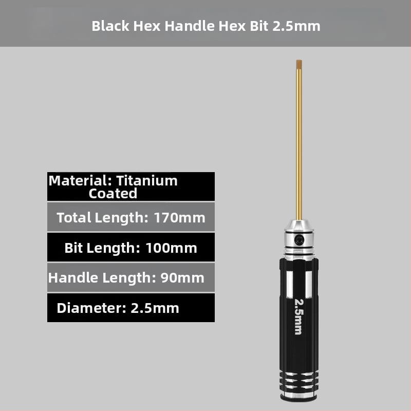 Set šesťhranných skrutkovačov pre modely lietadiel, veľkosti 1.27/1.3/1.5/2.5 mm, 6-hran, dĺžka 0.9