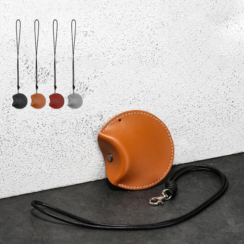 PU bőr kör alakú Bluetooth fülhallgató táska nyakpánttal és kapcsos zárással