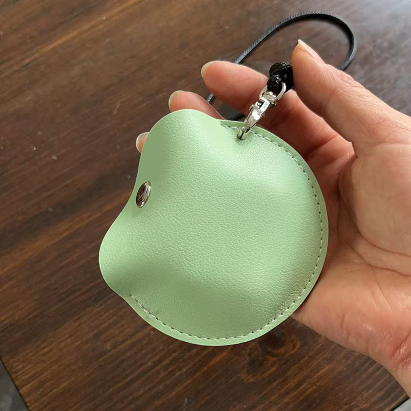 PU bőr kör alakú Bluetooth fülhallgató táska nyakpánttal és kapcsos zárással