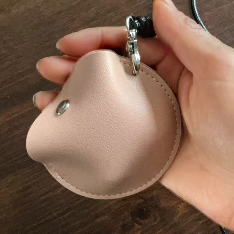 PU bőr kör alakú Bluetooth fülhallgató táska nyakpánttal és kapcsos zárással