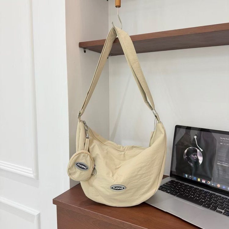 Ženska platnena torba s blok bojama, casual ramena torba u dumpling stilu, džep za ruž, sportska crossbody torba