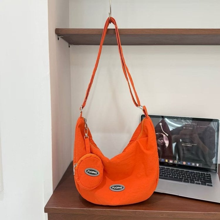 Ženska platnena torba s blok bojama, casual ramena torba u dumpling stilu, džep za ruž, sportska crossbody torba