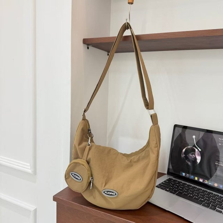 Ženska platnena torba s blok bojama, casual ramena torba u dumpling stilu, džep za ruž, sportska crossbody torba