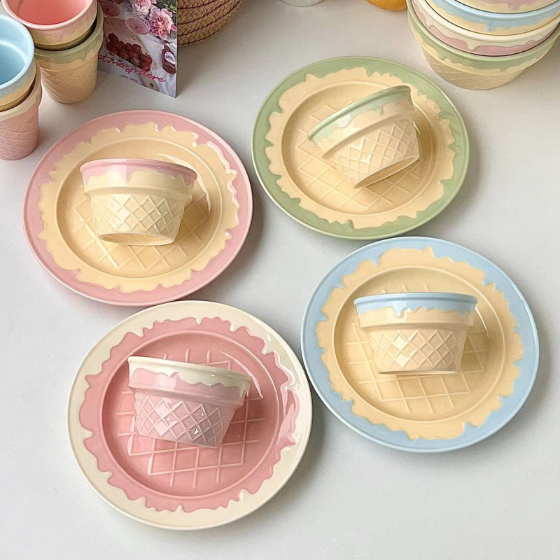 Bol ceramic rotund pentru înghețată, iaurt și ovăz – stil Insta