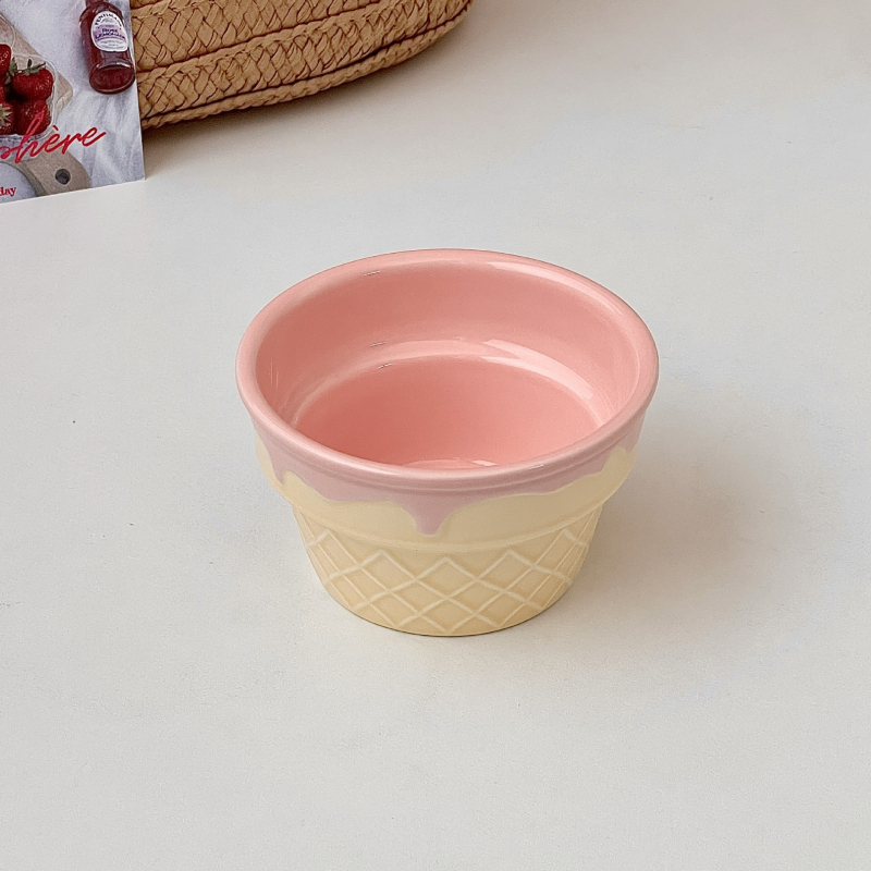 Bol ceramic rotund pentru înghețată, iaurt și ovăz – stil Insta