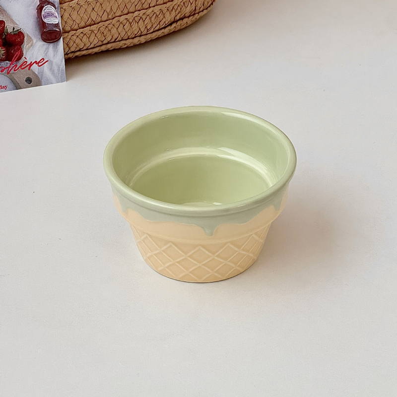 Bol ceramic rotund pentru înghețată, iaurt și ovăz – stil Insta