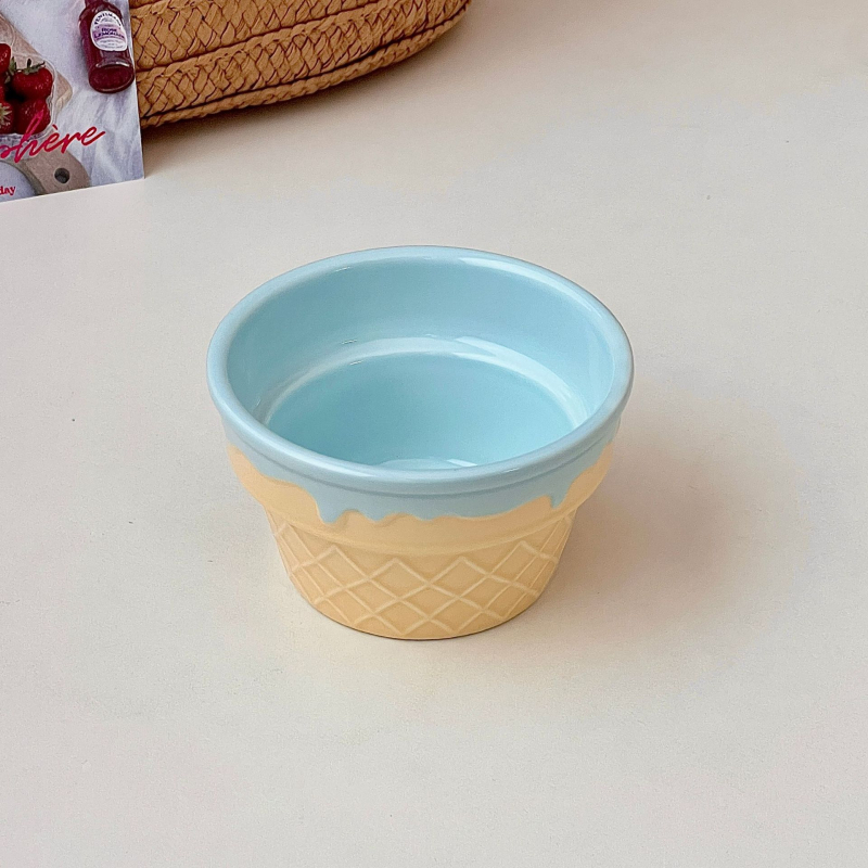 Bol ceramic rotund pentru înghețată, iaurt și ovăz – stil Insta