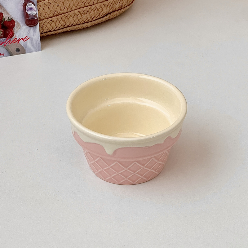 Bol ceramic rotund pentru înghețată, iaurt și ovăz – stil Insta