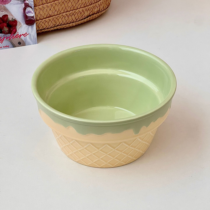 Bol ceramic rotund pentru înghețată, iaurt și ovăz – stil Insta