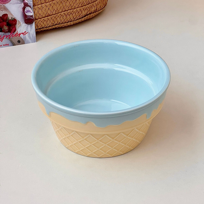 Bol ceramic rotund pentru înghețată, iaurt și ovăz – stil Insta