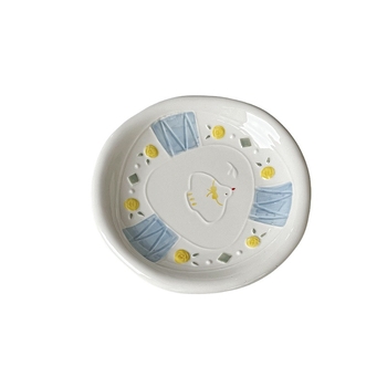 Set de boluri pentru mic dejun din porțelan pentru copii, model drăguț cu desene animate, formă rotundă, compatibil cu cuptorul cu microunde