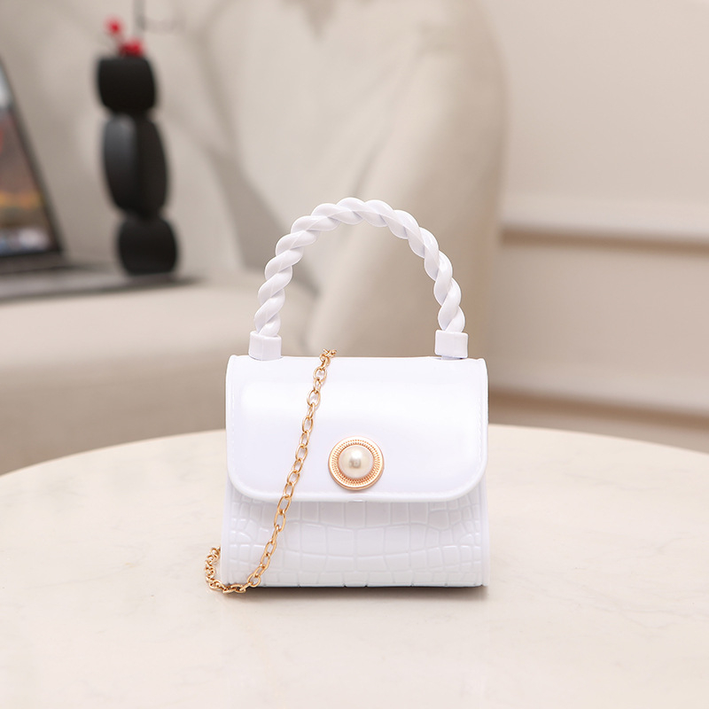 Nova mini jelly torbica s perlama i lancem, za rame ili crossbody, svjež stil, ljeto 2024