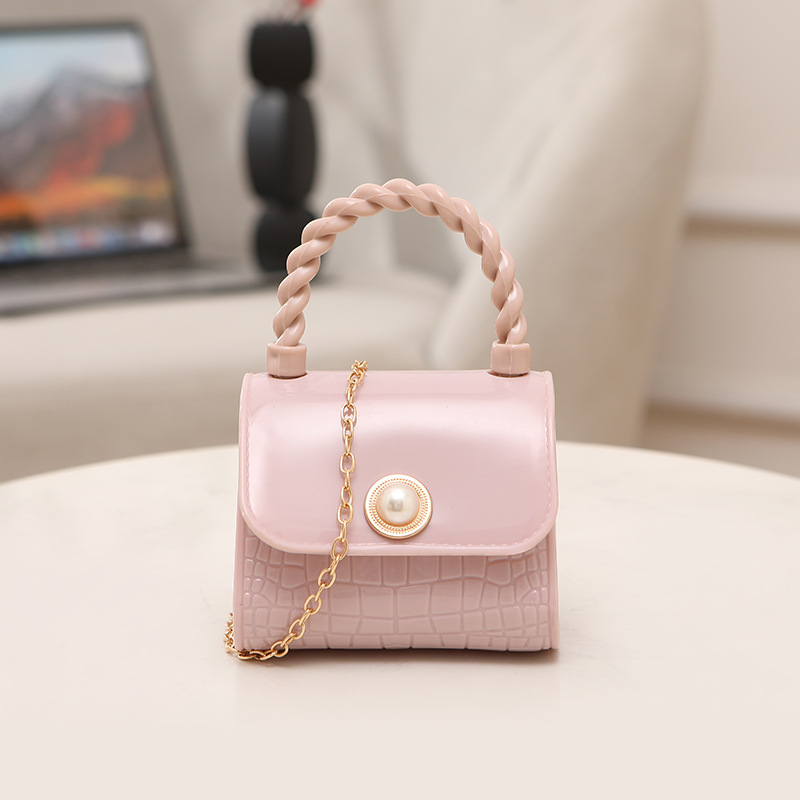 Nova mini jelly torbica s perlama i lancem, za rame ili crossbody, svjež stil, ljeto 2024