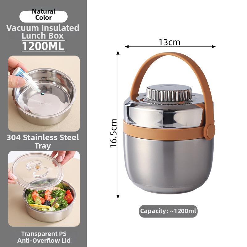 Cutie de prânz din oțel inoxidabil 304 izolată, cu mâner, cutie prânz portabilă cu două nivele, cutie Bento cu logo personalizat
