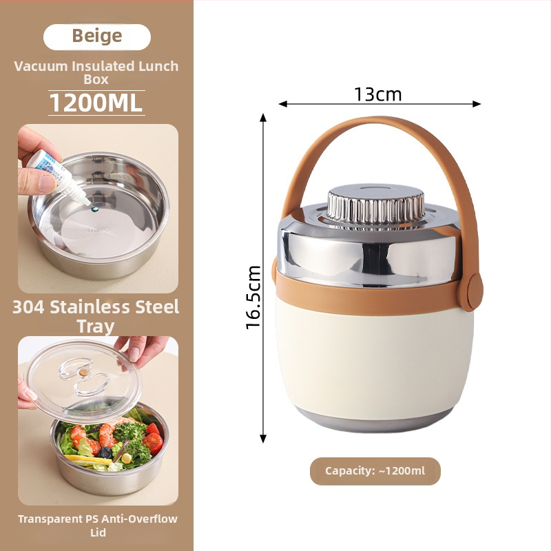 Cutie de prânz din oțel inoxidabil 304 izolată, cu mâner, cutie prânz portabilă cu două nivele, cutie Bento cu logo personalizat