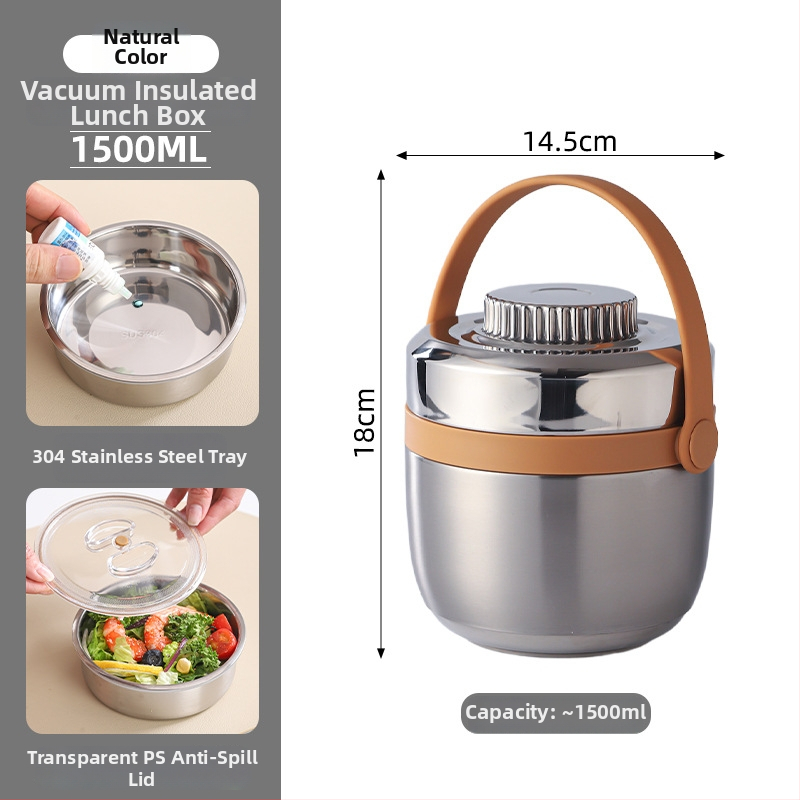 Cutie de prânz din oțel inoxidabil 304 izolată, cu mâner, cutie prânz portabilă cu două nivele, cutie Bento cu logo personalizat