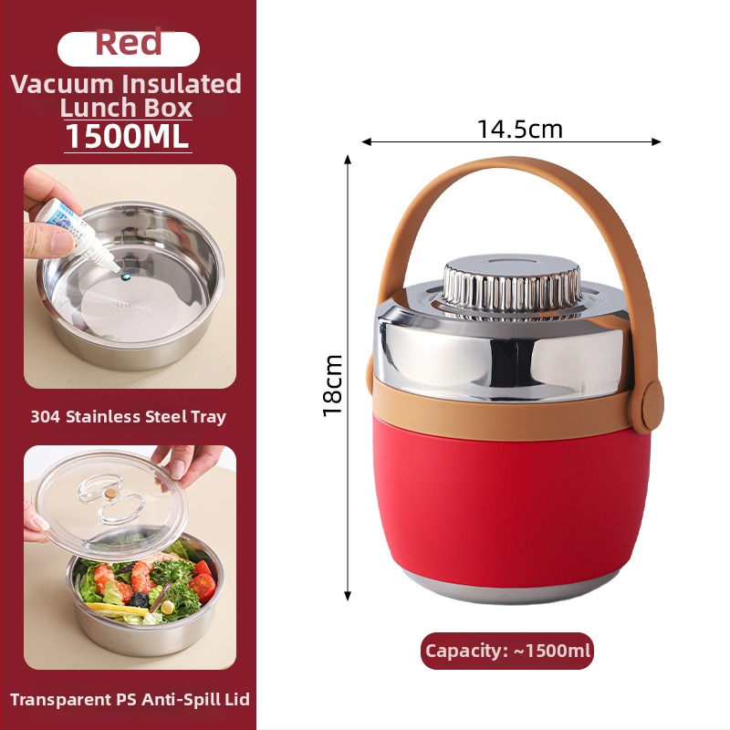 Cutie de prânz din oțel inoxidabil 304 izolată, cu mâner, cutie prânz portabilă cu două nivele, cutie Bento cu logo personalizat