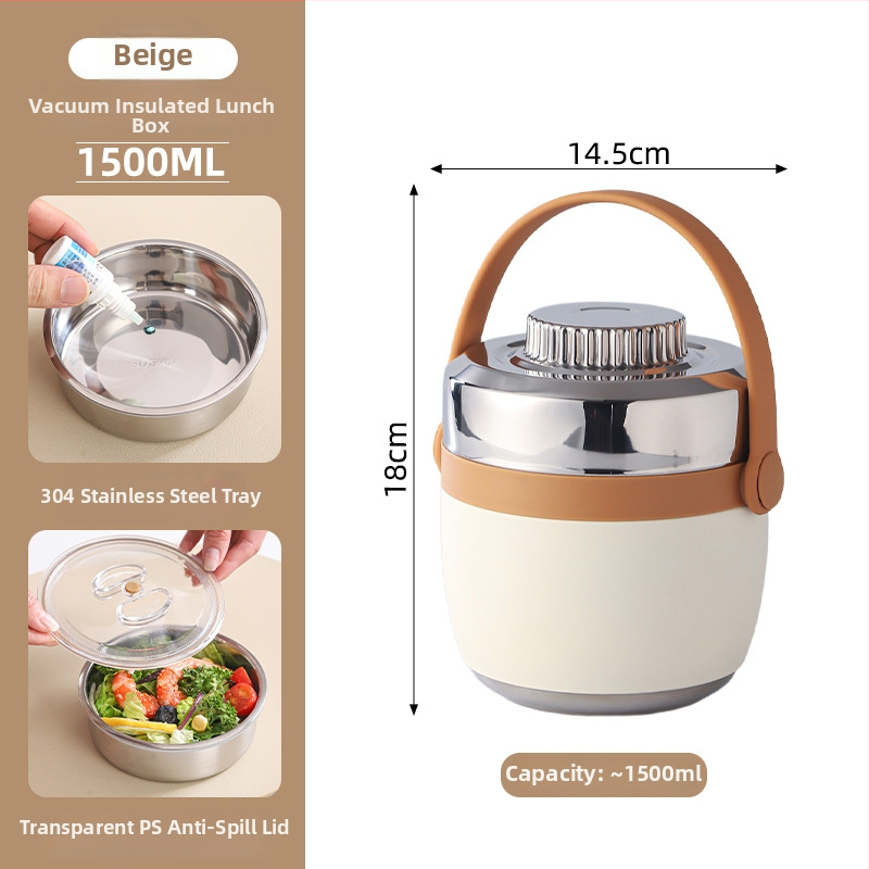 Cutie de prânz din oțel inoxidabil 304 izolată, cu mâner, cutie prânz portabilă cu două nivele, cutie Bento cu logo personalizat