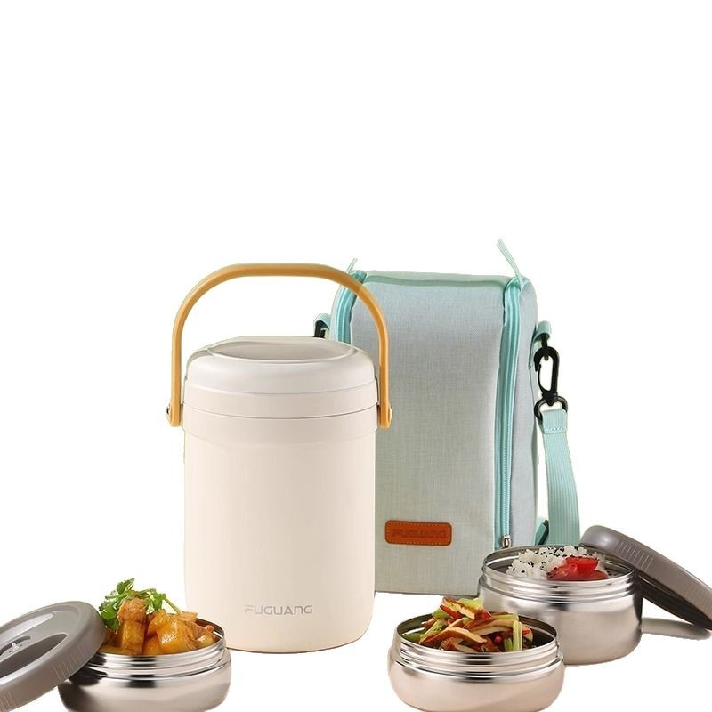 Fuguang cutie de prânz izolată, din oțel inoxidabil, calitate alimentară, design cu vid în trei straturi, portabil pentru angajați, capacitate 1.8L sau 2.2L