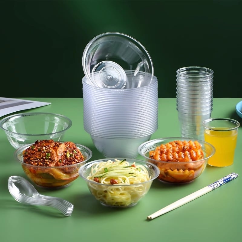 Vas plastic de unică folosință, cu aspect cristal, rezistent la temperaturi înalte, conform standardelor alimentare, cu design îngroșat, transparent, pentru mâncare fierbinte și gustări