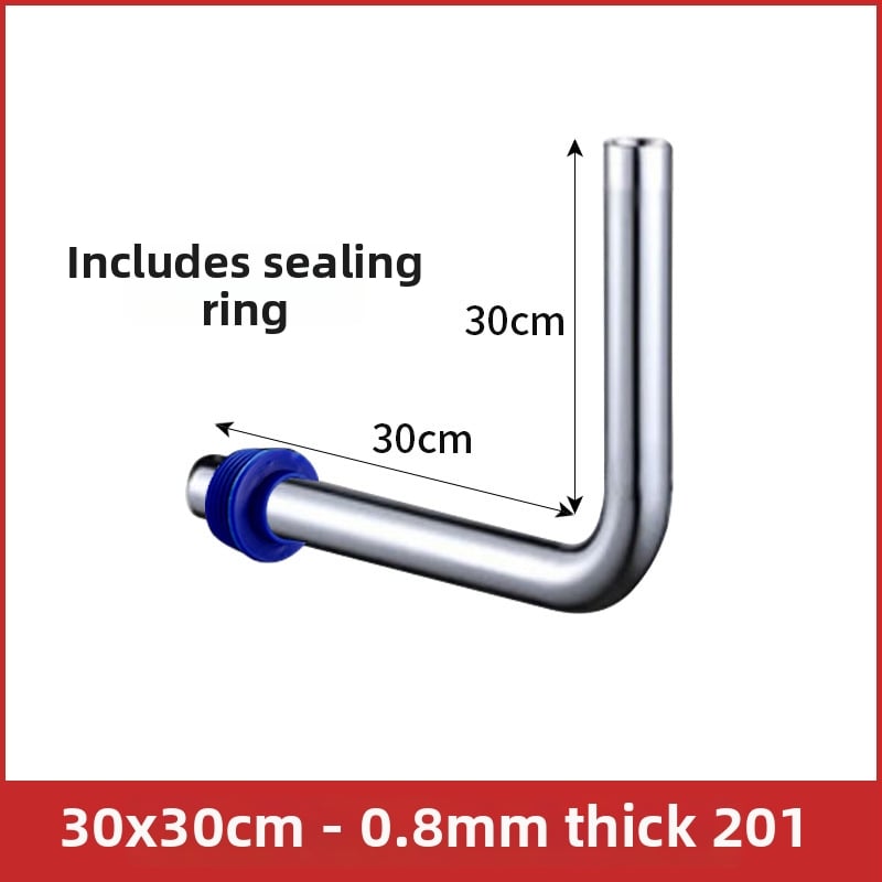 32 mm splachovacia rúra pre klozet typu squat, 304 nerezová oceľ, L-tvarovaný spojovací rúrok, predĺžená splachovacia rúra s pedálnym ventilom