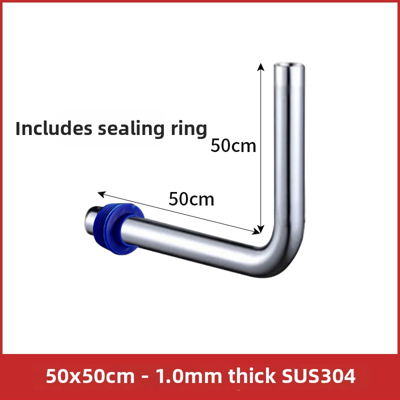 32 mm splachovacia rúra pre klozet typu squat, 304 nerezová oceľ, L-tvarovaný spojovací rúrok, predĺžená splachovacia rúra s pedálnym ventilom