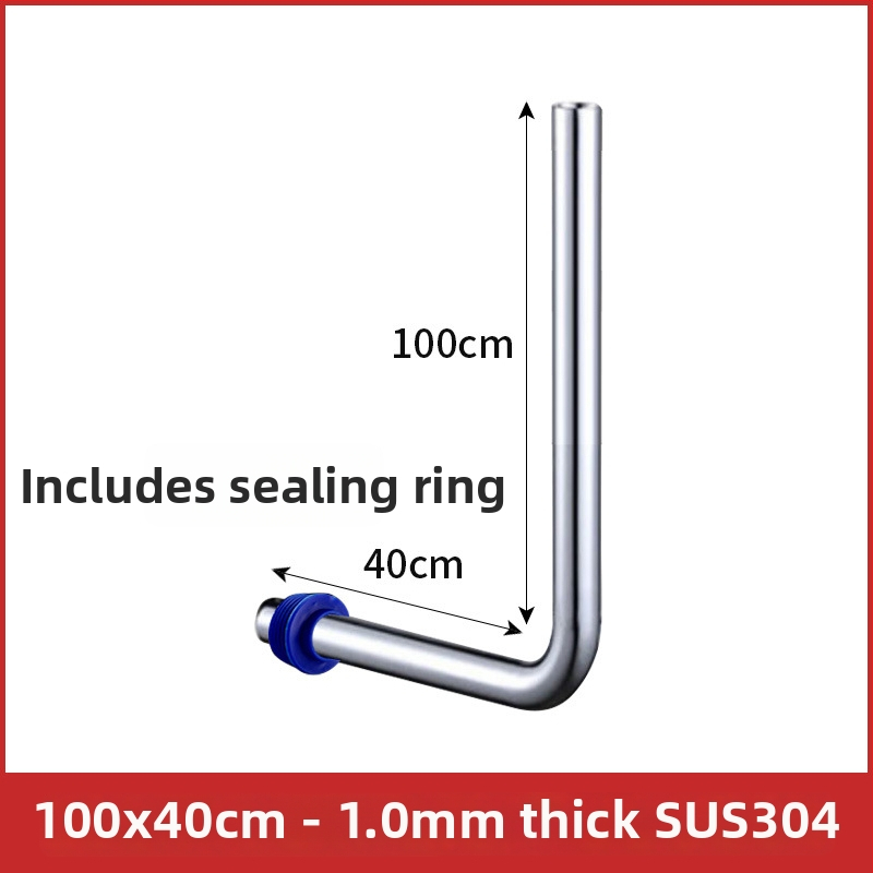 32 mm splachovacia rúra pre klozet typu squat, 304 nerezová oceľ, L-tvarovaný spojovací rúrok, predĺžená splachovacia rúra s pedálnym ventilom