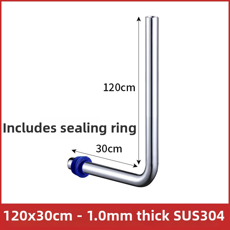 32 mm splachovacia rúra pre klozet typu squat, 304 nerezová oceľ, L-tvarovaný spojovací rúrok, predĺžená splachovacia rúra s pedálnym ventilom
