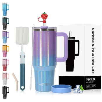 Cana autoizolantă de 40oz cu mâner – oțel inoxidabil 304, termos vacuum, cană portabilă pentru cafea în exterior