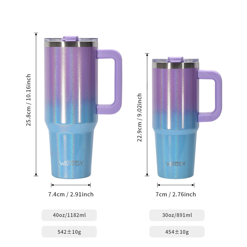 Cana autoizolantă de 40oz cu mâner – oțel inoxidabil 304, termos vacuum, cană portabilă pentru cafea în exterior