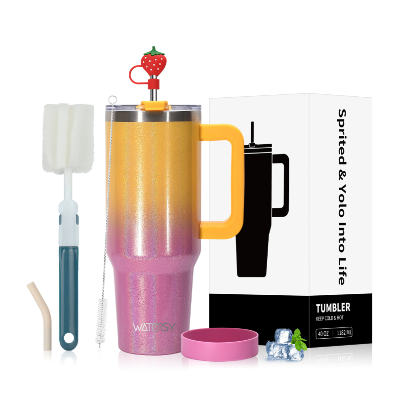 Cana autoizolantă de 40oz cu mâner – oțel inoxidabil 304, termos vacuum, cană portabilă pentru cafea în exterior