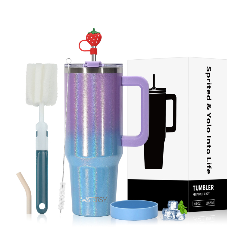Cana autoizolantă de 40oz cu mâner – oțel inoxidabil 304, termos vacuum, cană portabilă pentru cafea în exterior