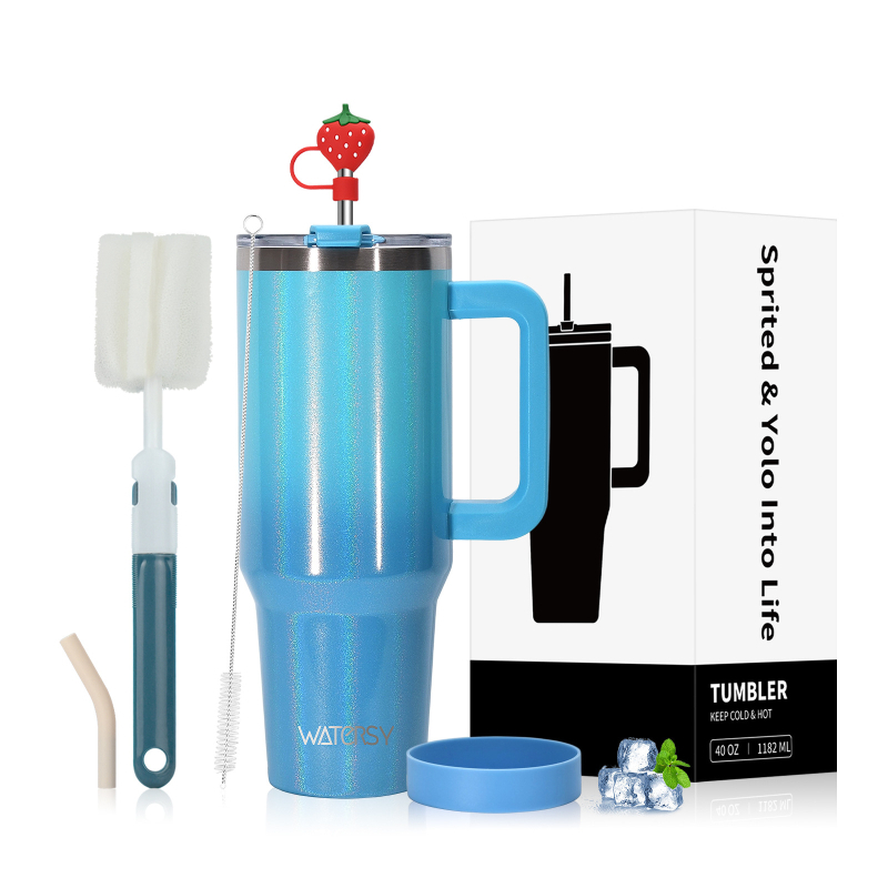 Cana autoizolantă de 40oz cu mâner – oțel inoxidabil 304, termos vacuum, cană portabilă pentru cafea în exterior