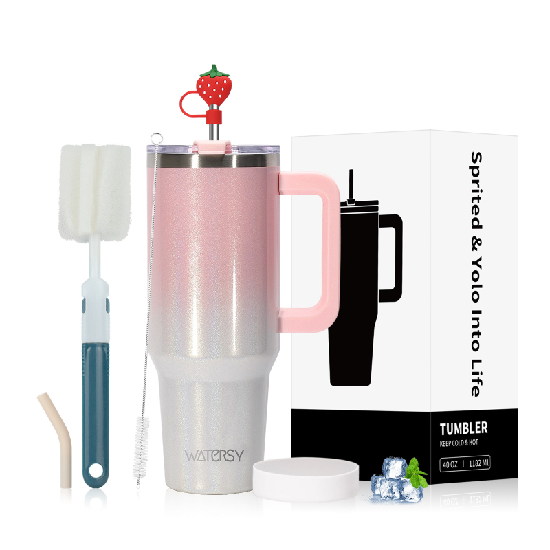 Cana autoizolantă de 40oz cu mâner – oțel inoxidabil 304, termos vacuum, cană portabilă pentru cafea în exterior