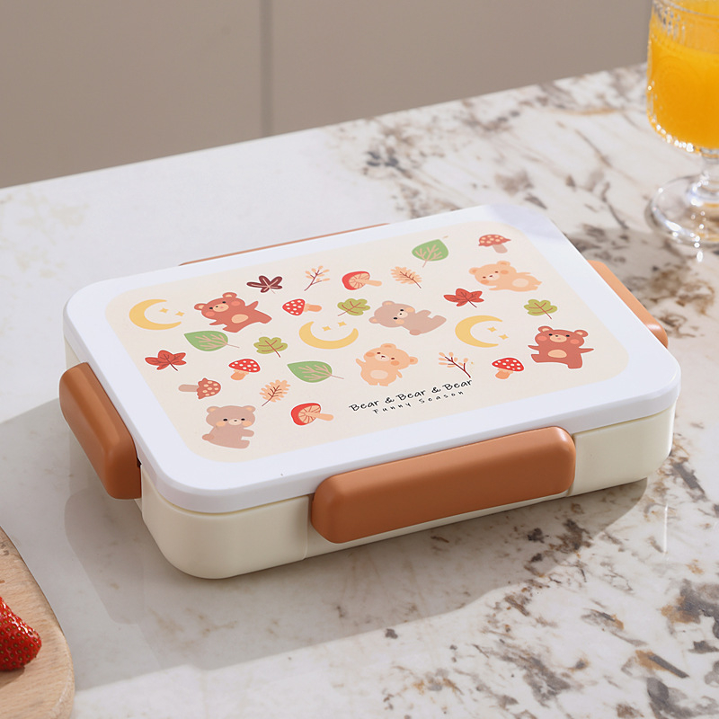 Star Orange Bento kutija za ručak s pet odjeljaka, PP plastika, kvadratnog oblika, mikrovalna sigurnost, 1–2 l, modern stil, za studente