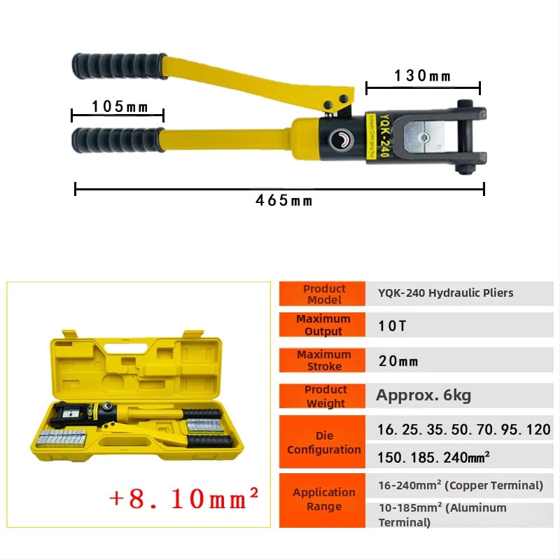 Ručné hydraulické kliešte na lisovanie YQK-70/120/240/300 pre meď a hliník