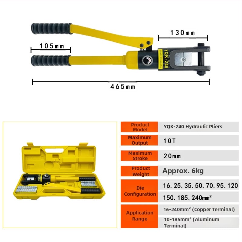 Ručné hydraulické kliešte na lisovanie YQK-70/120/240/300 pre meď a hliník