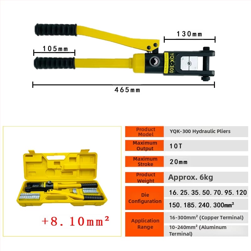 Ručné hydraulické kliešte na lisovanie YQK-70/120/240/300 pre meď a hliník