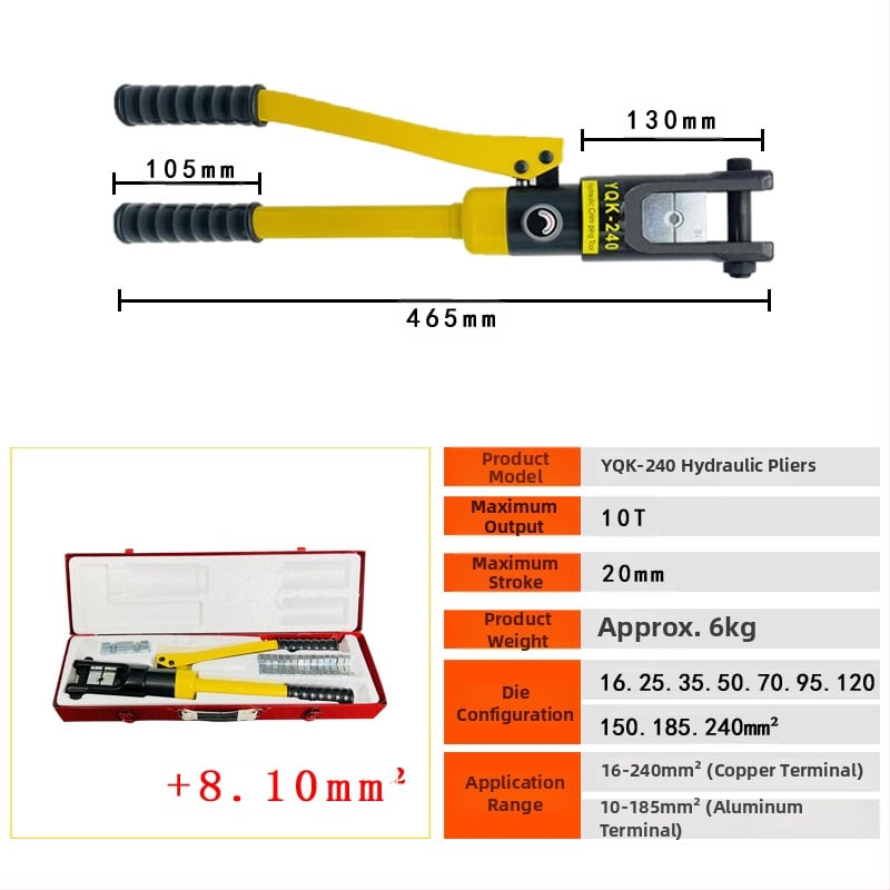 Ručné hydraulické kliešte na lisovanie YQK-70/120/240/300 pre meď a hliník