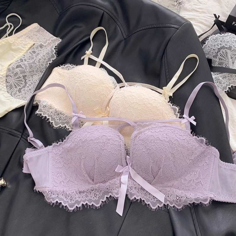 Pure Desire Čipkasti set grudnjaka za žene s malim grudima, push-up, bez žice, Palm Cup, debeli stil