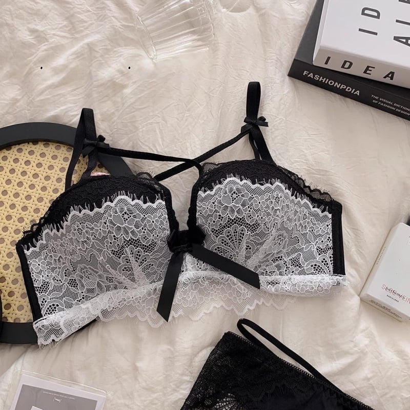 Pure Desire Čipkasti set grudnjaka za žene s malim grudima, push-up, bez žice, Palm Cup, debeli stil